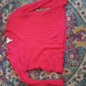 Talbots Woman Pink Pima Cotton Argyle Knit Sweater M